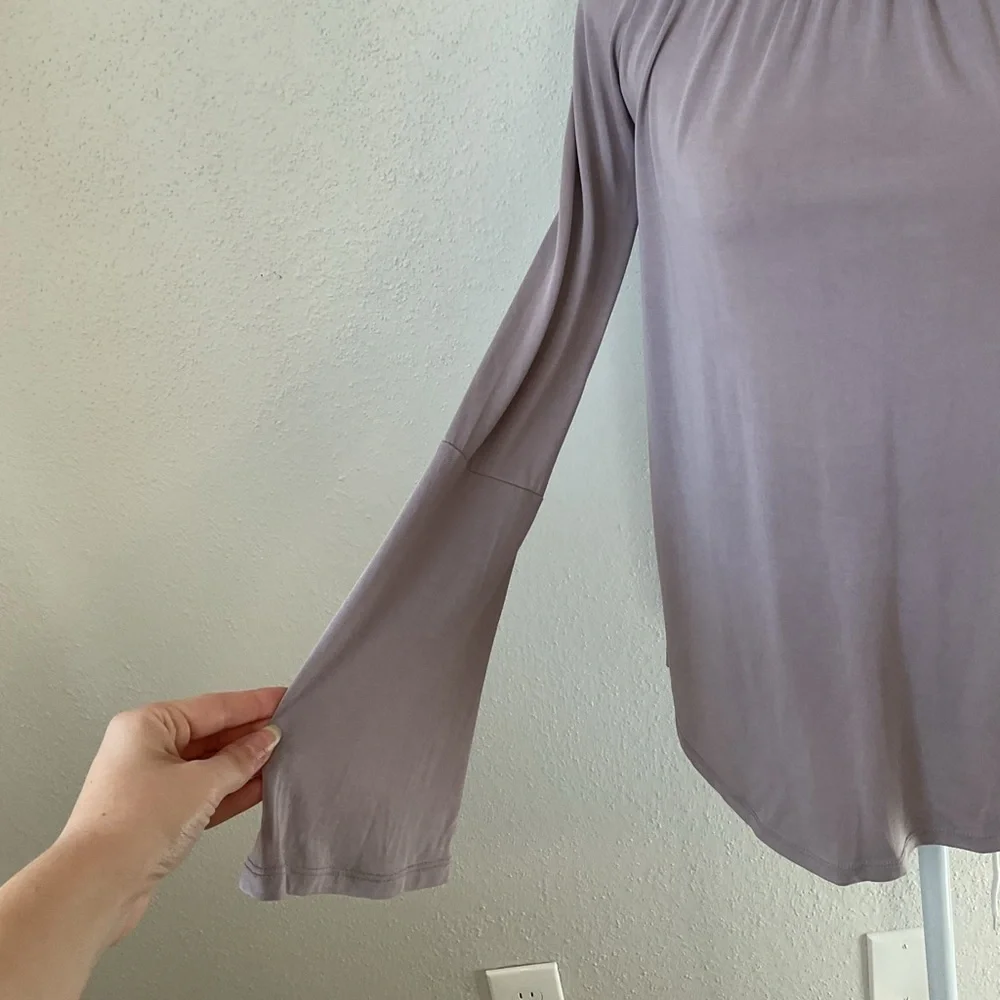 Crosby Grey Purple Bell Sleeve Long Sleeve Top Size XS
